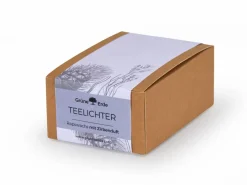 12 Teelichter aus Rapswachs mit Zirbenduft, 1 Glaseinsatz