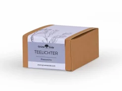 12 Teelichter aus Rapswachs, ohne Duft, 1 Glaseinsatz