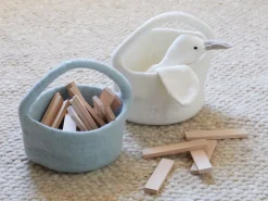 Aufbewahrungskorb aus Filz klein, blau, ø 17 cm H 8 cm, 100 % Schurwolle (Schaf)