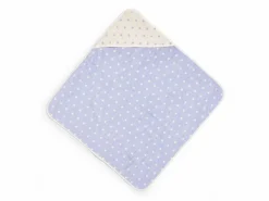 Baby-Kapuzenbadetuch Pünktchen, himmelblau, 80 x 80 cm, 100 % Baumwolle, GOTS