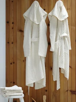 Bademantel Herren, raute natur, S/M, 100 % Baumwolle, GOTS