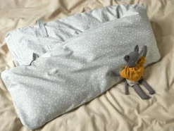 Überzug für Still- und Seitenschläferkissen, Julie blaugrau, 37 x 180 cm, 100 % Baumwolle, GOTS