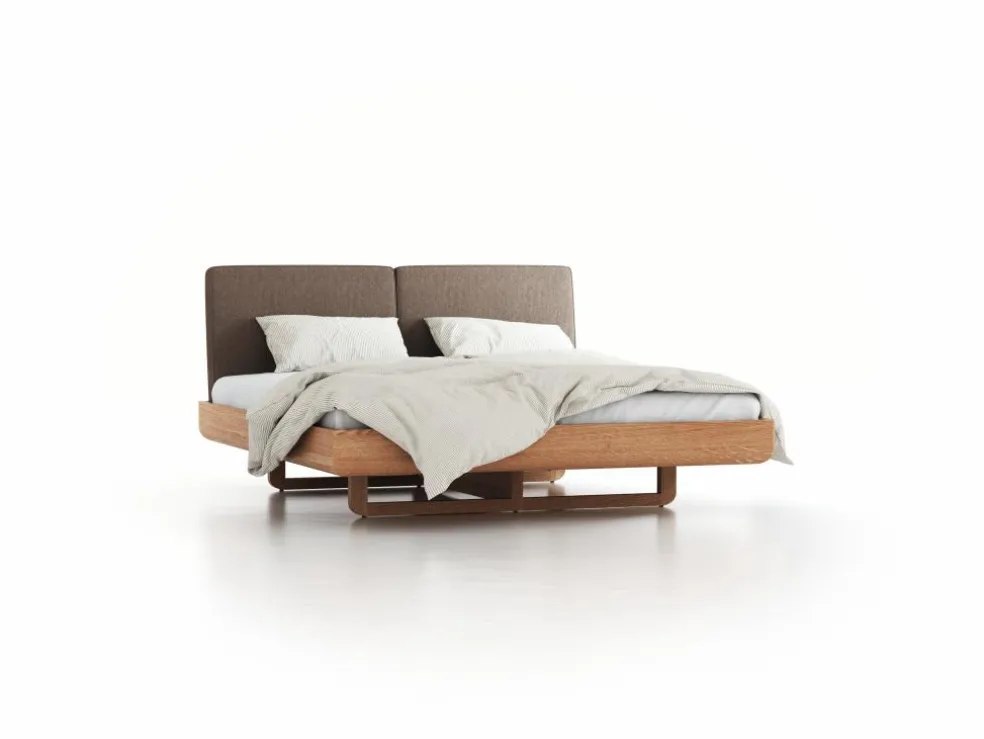 Bett Almara, 180 x 200 cm, mit Überzug Wollstoff Tano Natur (79), Eiche
