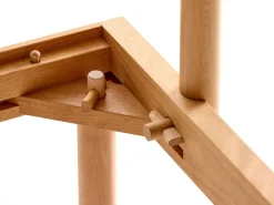 Bett Jukai Pur, ohne Betthaupt mit Bettrahmenhousse, inkl. integriertem Lattenrost, 160 x 200 cm, Baumwollstoff Ondula Greige (139), Buche