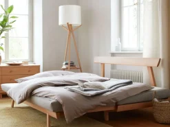 Bettsofa Doppio 160x200 cm inkl. 2 Kissen (80x55 cm) mit Bezug, Wollstoff Tano Natur (79), Buche