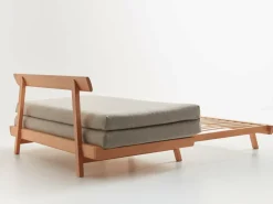 Bettsofa Doppio 160x200 cm inkl. 2 Kissen (80x55 cm) mit Bezug, Wollstoff Tano Natur (79), Buche