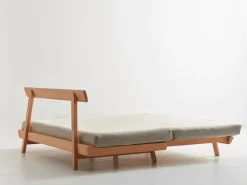 Bettsofa Doppio 160x200 cm inkl. 2 Kissen (80x55 cm) mit Bezug, Wollstoff Tano Natur (79), Buche