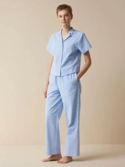 Bluse aus Bio-Baumwolle, 97 himmelblau seersucker, L, GOTS