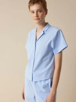 Bluse aus Bio-Baumwolle, 97 himmelblau seersucker, L, GOTS