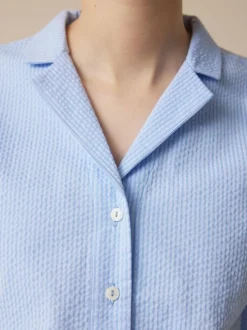 Bluse aus Bio-Baumwolle, 97 himmelblau seersucker, L, GOTS