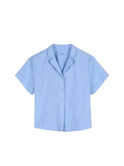 Bluse aus Bio-Baumwolle, 97 himmelblau seersucker, L, GOTS