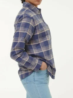 Bluse aus Bio-Baumwolle, 40 karo royalblau, 38, GOTS