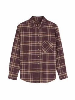 Bluse aus Bio-Baumwolle, 75 karo aubergine, 38, GOTS