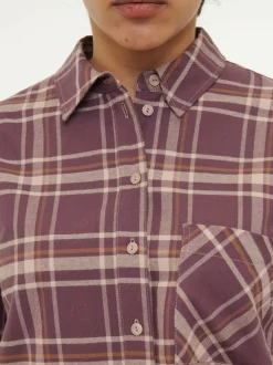 Bluse aus Bio-Baumwolle, 75 karo aubergine, 38, GOTS