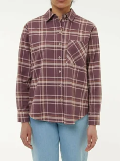 Bluse aus Bio-Baumwolle, 75 karo aubergine, 38, GOTS