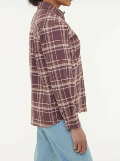 Bluse aus Bio-Baumwolle, 75 karo aubergine, 38, GOTS