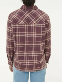 Bluse aus Bio-Baumwolle, 75 karo aubergine, 38, GOTS