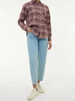 Bluse aus Bio-Baumwolle, 75 karo aubergine, 38, GOTS