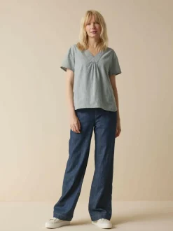 Bluse aus Bio-Baumwolle, 74 streif blau-weiss, 40, GOTS