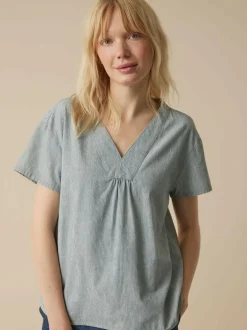 Bluse aus Bio-Baumwolle, 74 streif blau-weiss, 40, GOTS