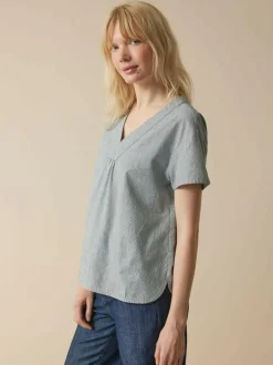 Bluse aus Bio-Baumwolle, 74 streif blau-weiss, 40, GOTS