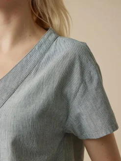 Bluse aus Bio-Baumwolle, 74 streif blau-weiss, 40, GOTS