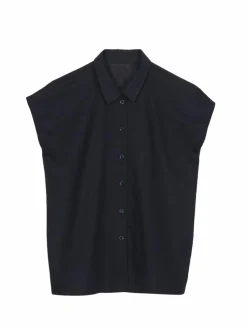 Bluse aus Bio-Baumwolle und Leinen, 38 navy, 38, GOTS