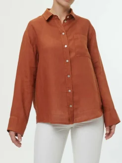Bluse aus Bio-Leinen, 77 kastanie, 38, GOTS