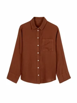 Bluse aus Bio-Leinen, 77 kastanie, 38, GOTS