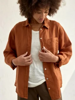 Bluse aus Bio-Leinen, 77 kastanie, 38, GOTS