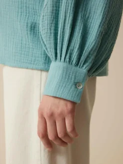 Blusenjacke aus Bio-Baumwolle, 29 tourmaline, 38, GOTS