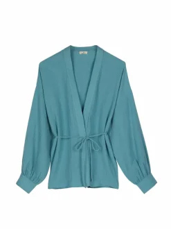 Blusenjacke aus Bio-Baumwolle, 29 tourmaline, 38, GOTS