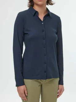 Blusenshirt Langarm aus Bio Baumwolle, 38 navy, 38, GOTS