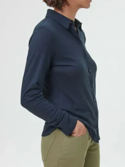 Blusenshirt Langarm aus Bio Baumwolle, 38 navy, 38, GOTS