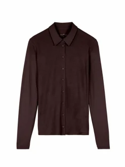 Blusenshirt Langarm aus Bio Baumwolle, 08 aubergine, 38