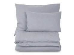 Deckenüberzug ORLANDO, blaugrau, 140 x 200 cm, 60 % Leinen/40 % Baumwolle, Seersucker, GOTS