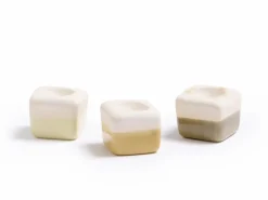 Duftwürfel aus Keramik, 3 Stk. je 3 x 3 x 2,7 cm, mint, schilf und kurkuma