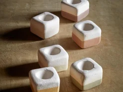 Duftwürfel aus Keramik, 3 Stk. je 3 x 3 x 2,7 cm, mint, schilf und kurkuma