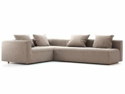Ecksofa Sereno mit Schlaffunktion inkl. 4 Kissen (70x55 cm), B 300 x T 235 cm, Bodennah, Eckteil links, mit Bezug Wollstoff Tano Natur (79), Buche
