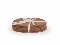 6er Set Glasuntersetzer aus Wollfilz, braun, ø 12 cm