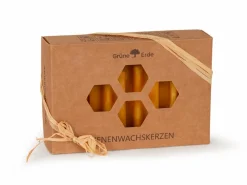 4er-Set Adventkranzkerzen aus Bienenwachs, Sternenform, ø 4,5 cm