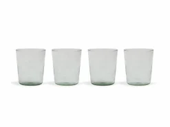 4er-Set mundgeblasenes Trinkglas aus Recycling Weinflaschen, transparent