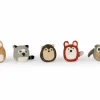 5er-Set Waldtiere: Fuchs, Hase, Eule, Waschbär, Igel, ca. 7 x 5 cm, 100 % Schurwolle (Schaf)