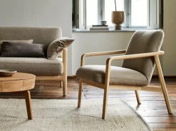 Fauteuil Ketil, Wollstoff Tano Natur Dunkel (81), Buche