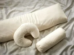 Großes Stützkissen weich, 30 x 120 x 8 cm, feine Schafschurwolle, GOTS, NATURTEXTIL BEST