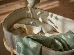 Handgefilztes Kindermobile mit Sternen, Wolken und Mond, 100 % Schurwolle (Schaf)