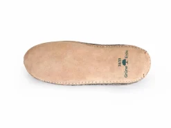 Hausschuh Amale, hellgrau, Größe 38/39, 100 % Schurwolle (Schaf) mit pflanzlich gegerbter Ledersohle