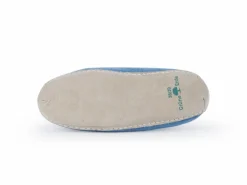 Hausschuh Amale, rauchblau, Größe 38/39, 100 % Schurwolle (Schaf) mit pflanzlich gegerbter Ledersohle