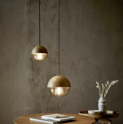 Hängeleuchte Avo inkl. Leuchtmittel, Ø 16 cm, Glas braun getönt, Buche