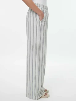 Hose aus Bio-Leinen und Baumwolle, 60 multistreif grün, 38, GOTS